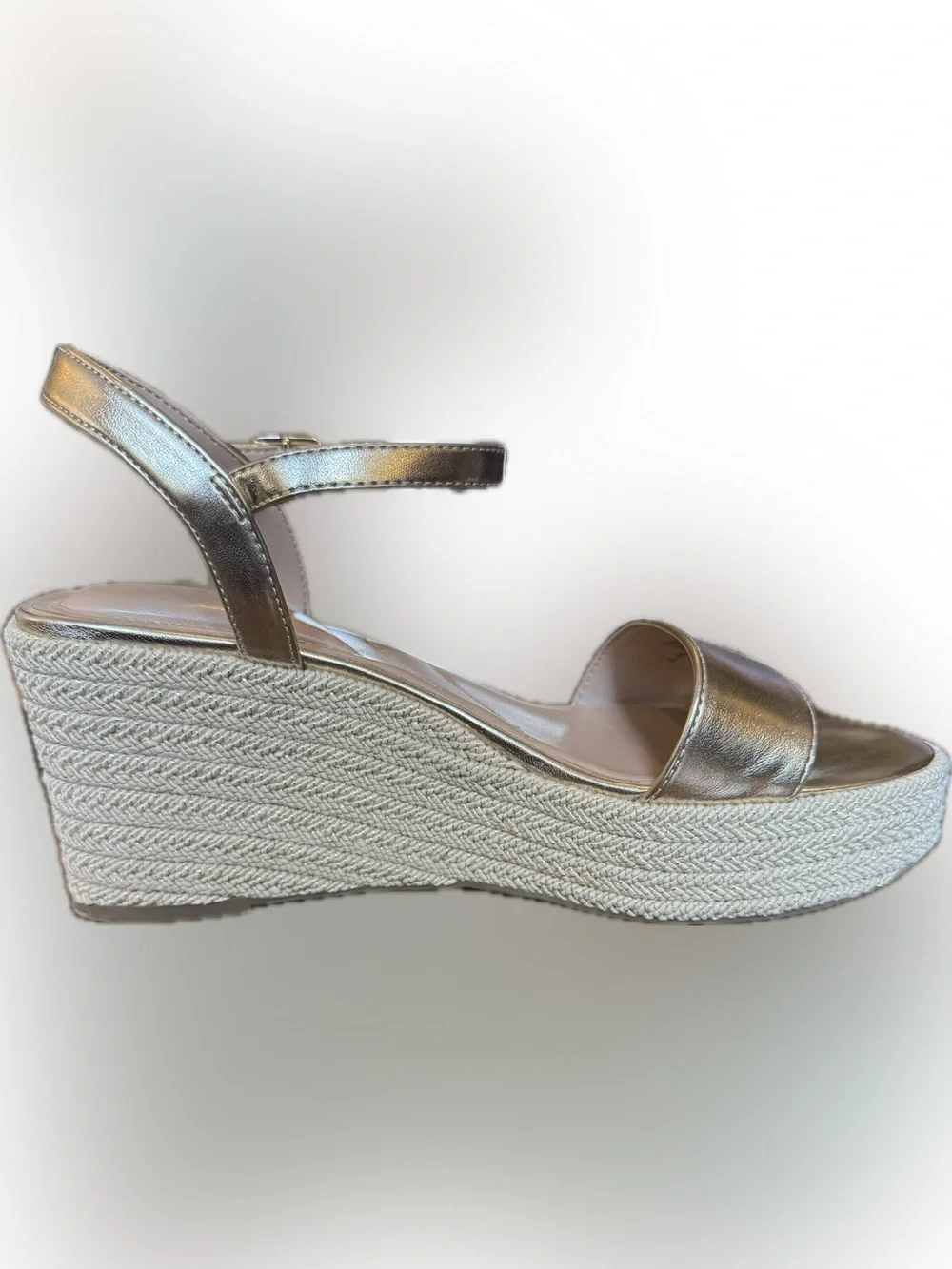 Kelly & Katie Metallic Gold Espadrille Wedge Sandals - Picture 4 of 8